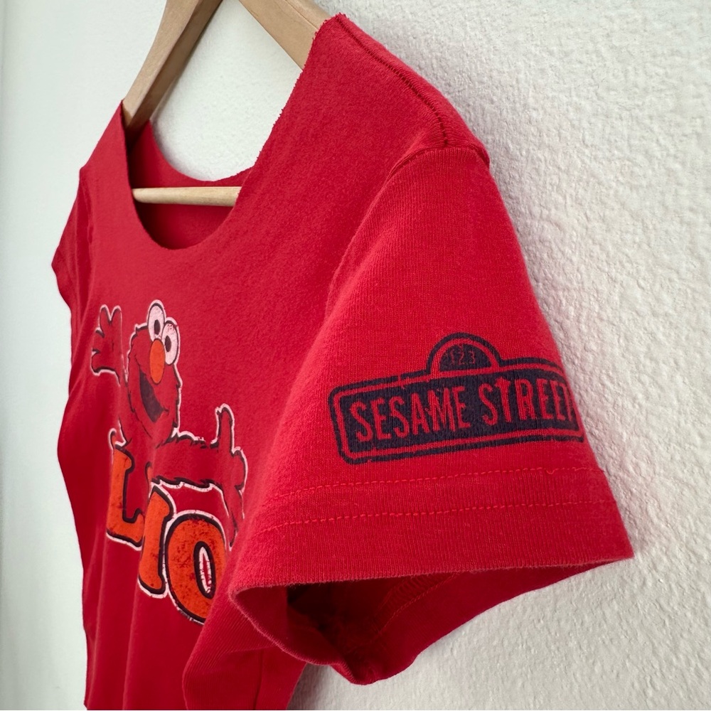 Red Elmo Off the Shoulder Cropped Tee - Picture 4 of 8